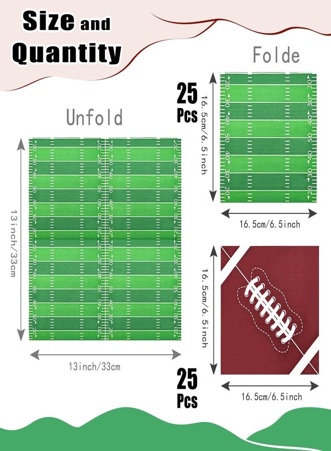 HEIPINIUYE 50 Pieces 3-Ply Football Paper Napkins Disposable Cocktail Luncheon Dinner Napkins for Football Party Birthday Baby Shower Beverage Napkins - Image 2